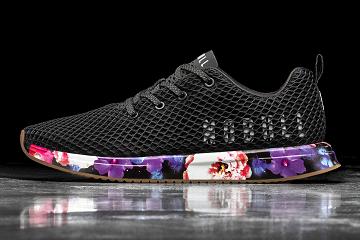 Black Nobull Space Floral Mesh Runner Men's Running Shoes | CA R1034V